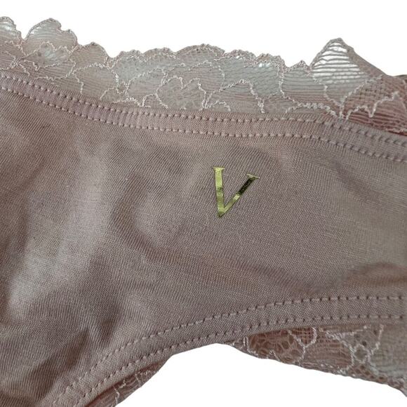 Victoria's Secret Lace Trim Thong Ballerina Pink Womens Size Large - Picture 2 of 6